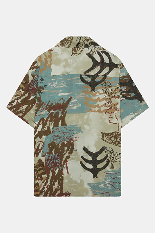 Multicolored Patterned Resort Collar Men's Shirt 2