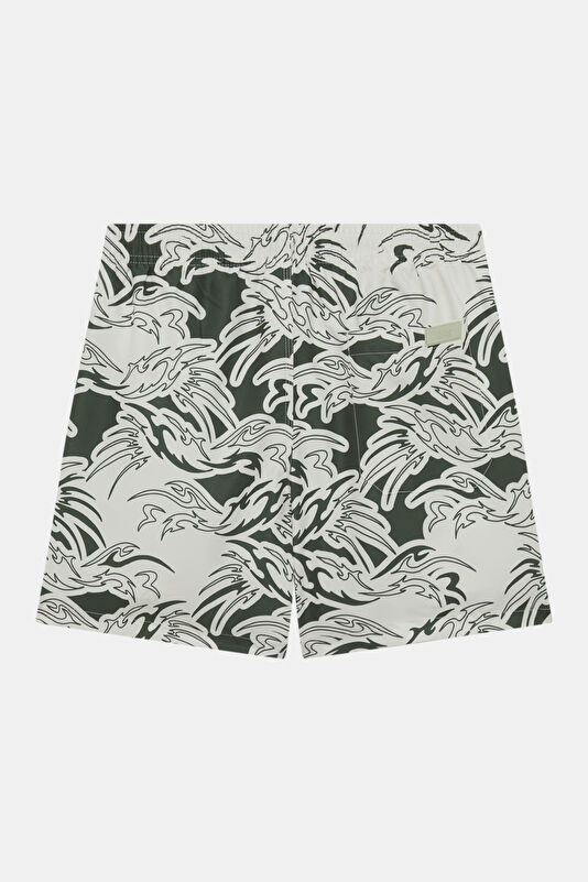 Khaki Patterned Elasticated Men's Swimsuit 2