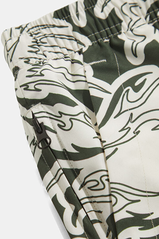 Khaki Patterned Elasticated Men's Swimsuit 4
