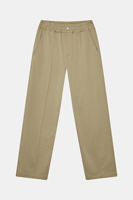 Relax Fit Beige Wide Leg Men's Trousers