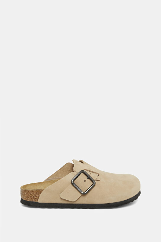 Boston Wire Buckle Nubuck Dark Beige Women's Slippers