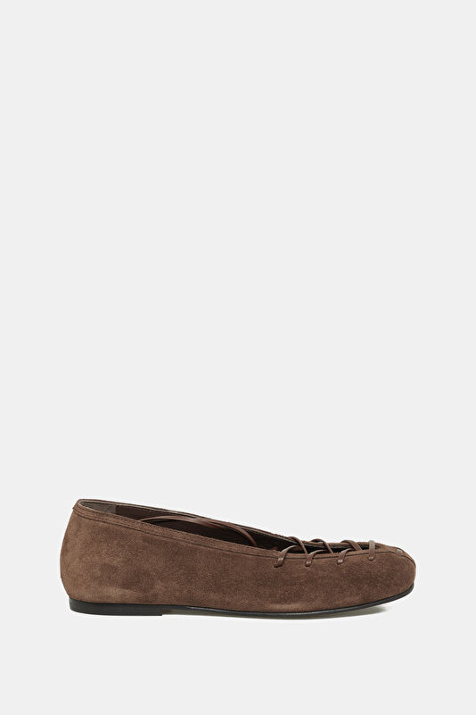 Bumi Suede Leather Kahve Kadın Babet