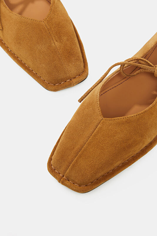Sway Suede Leather Taba Kadın Babet 4
