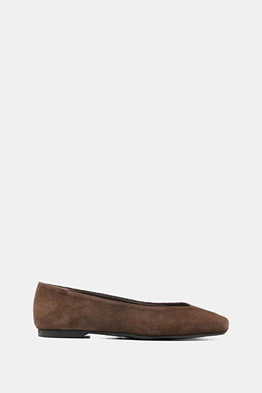 Katia Suede Leather Koyu Kahve Kadın Babet