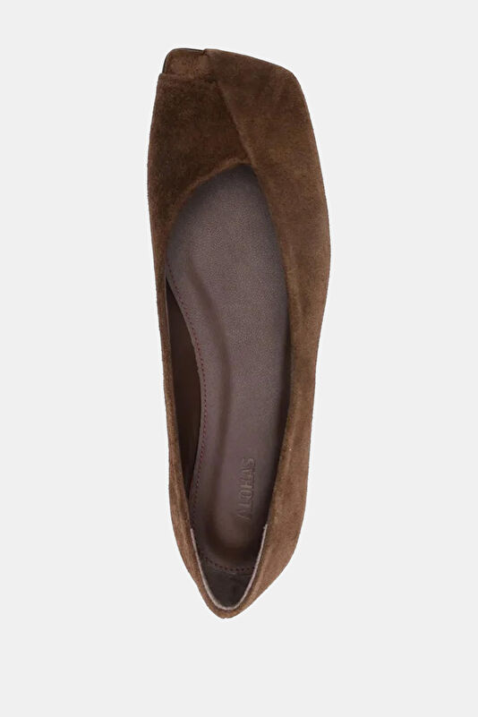 Katia Suede Leather Koyu Kahve Kadın Babet 3