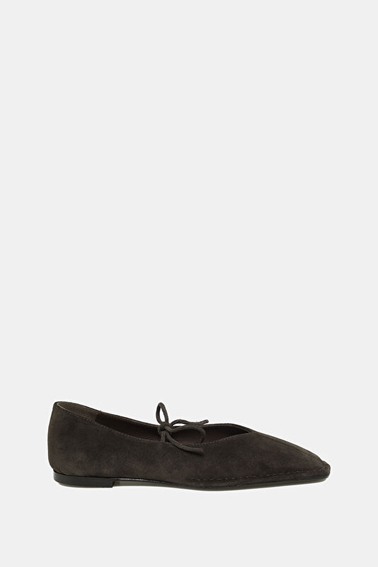 Sway Suede Leather Kahve Kadın Babet