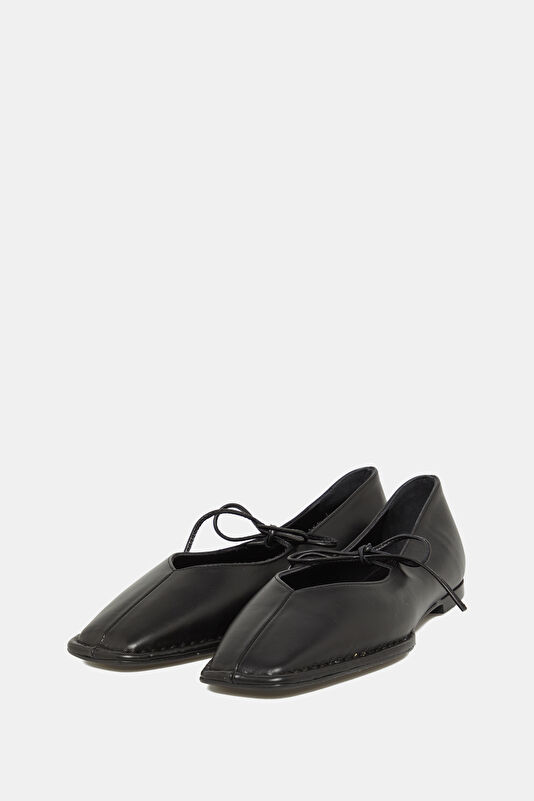 Sway Leather Siyah Kadın Babet 2
