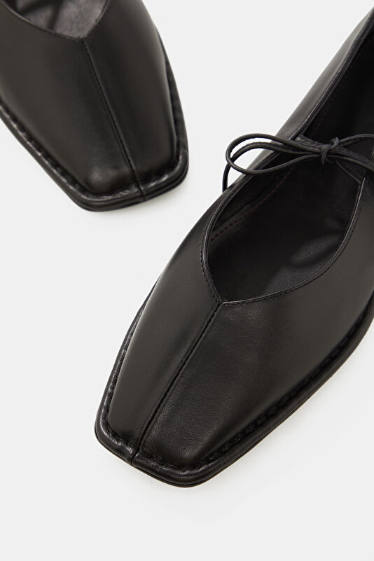 Sway Leather Siyah Kadın Babet 4