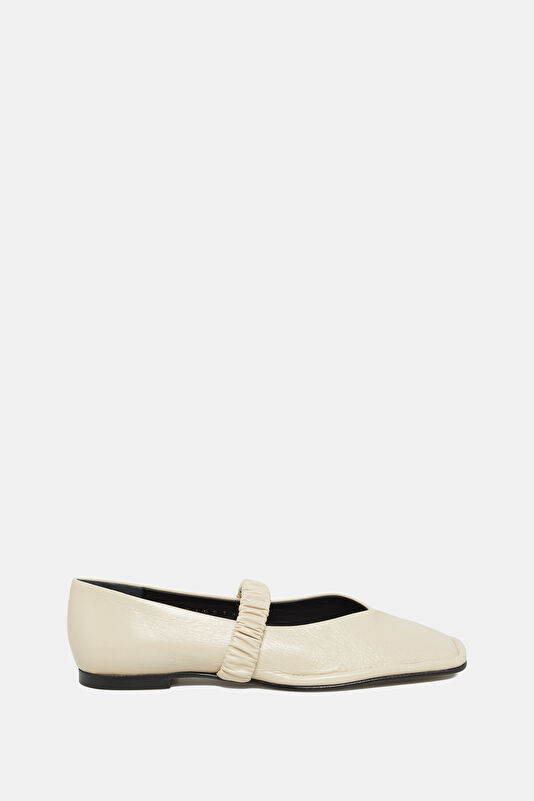 Lautan Leather Krem Kadın Babet