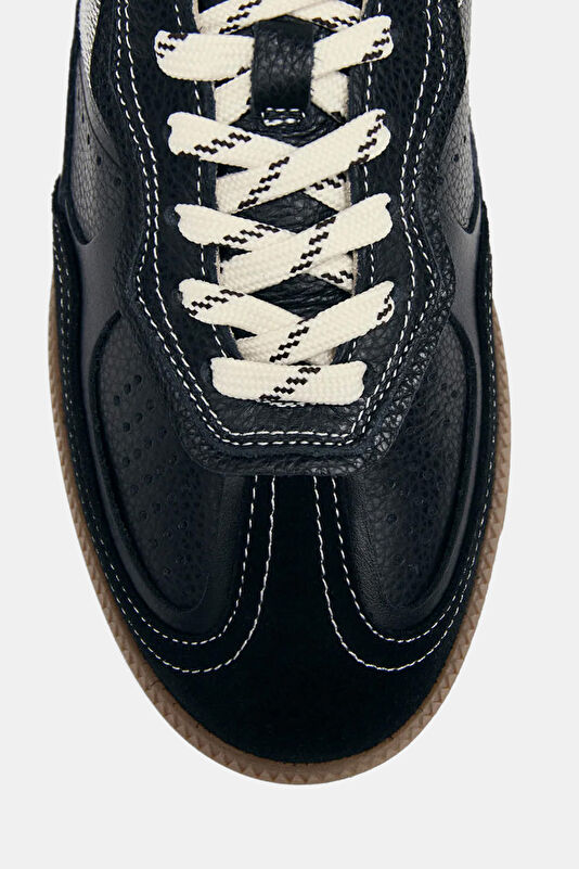 Tb.490 Rife Grain Leather Siyah Kadın Spor Ayakkabı 4