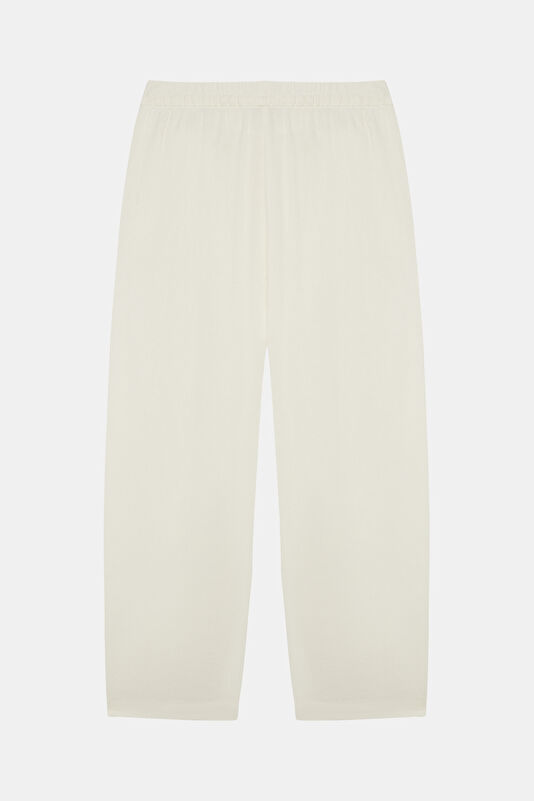 Cream Straight Linen Women's Pants 2