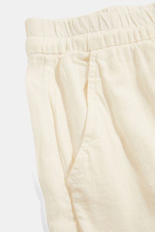 Cream Straight Linen Women's Pants 4