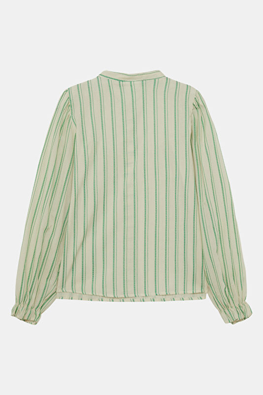 Cream Striped Women's Shirt 2