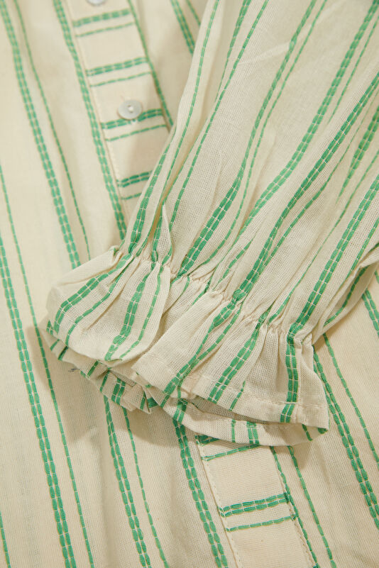 Cream Striped Women's Shirt 4