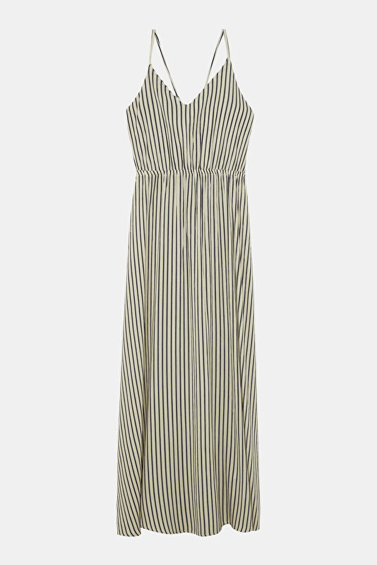 Cream Striped Women's Dress