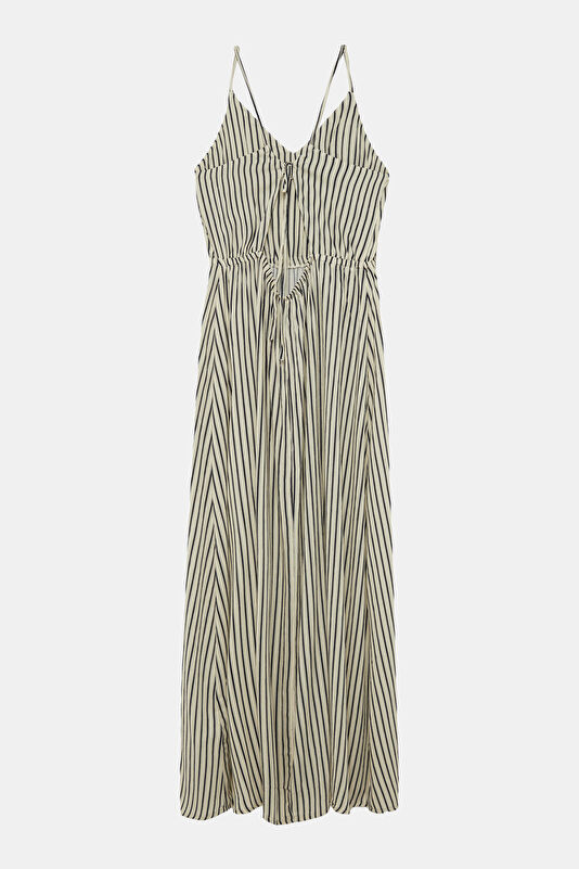 Cream Striped Women's Dress 2