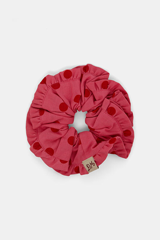 Pink Cotton/Linen Polka Dot Hair Clip