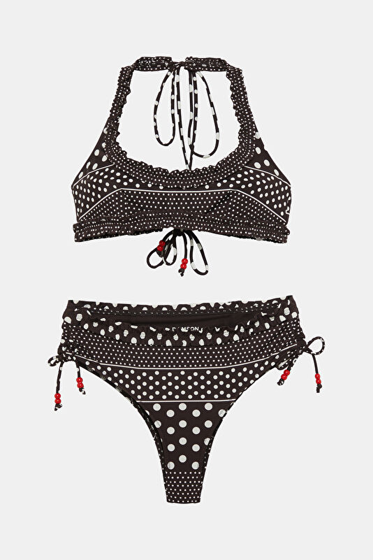 Black Patterned Women's Bikini