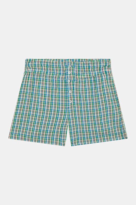 Turquoise Plaid Women's Shorts