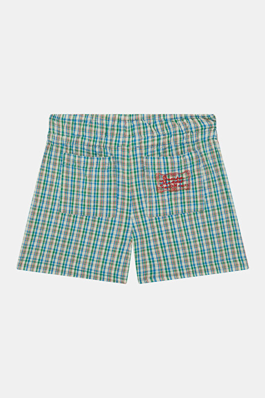 Turquoise Plaid Women's Shorts 2