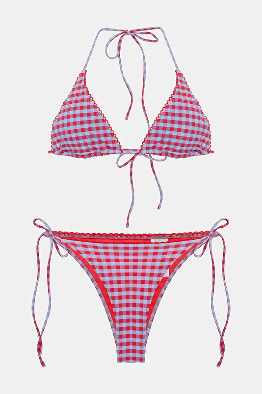 Red Plaid Women's Bikini