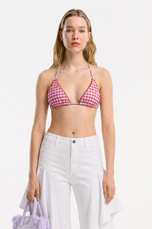Kırmızı Ekose Kadın Bikini