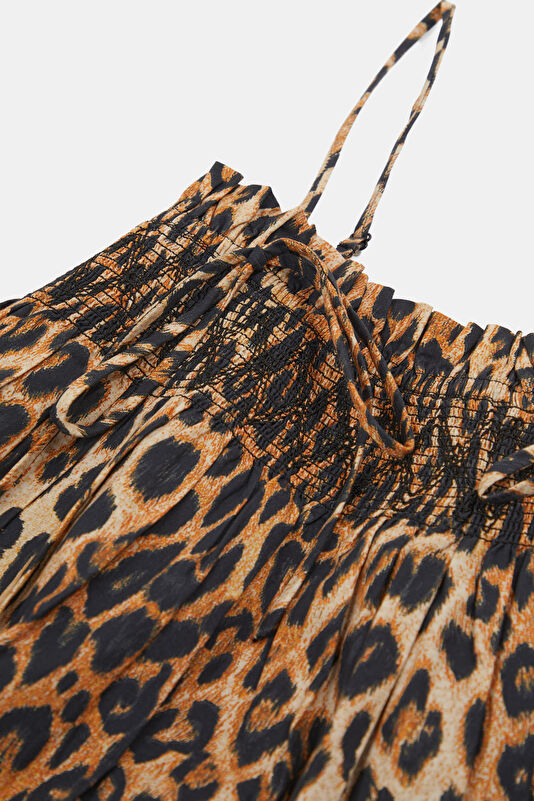 Brown Animal Figure Mini Women's Dress 3