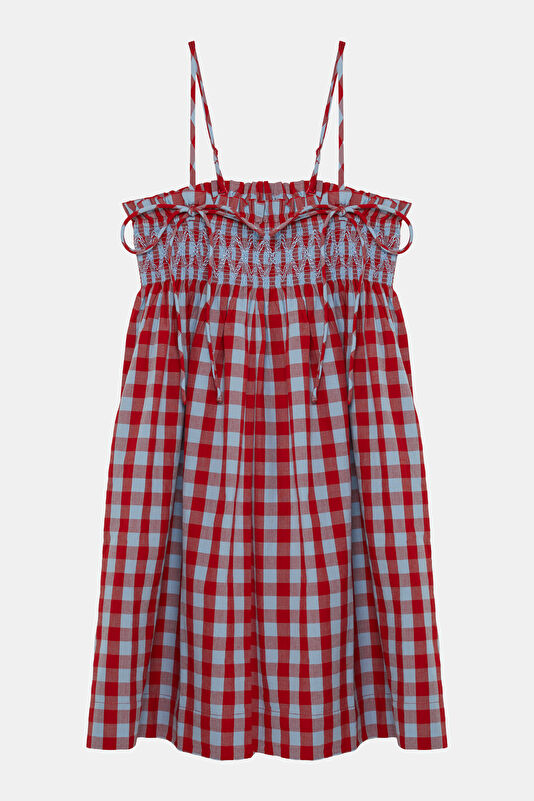 Red Plaid Mini Women's Dress