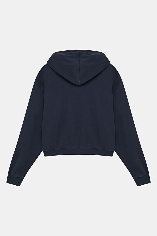 Lacivert Kapuşonlu Kadın Sweatshirt 2