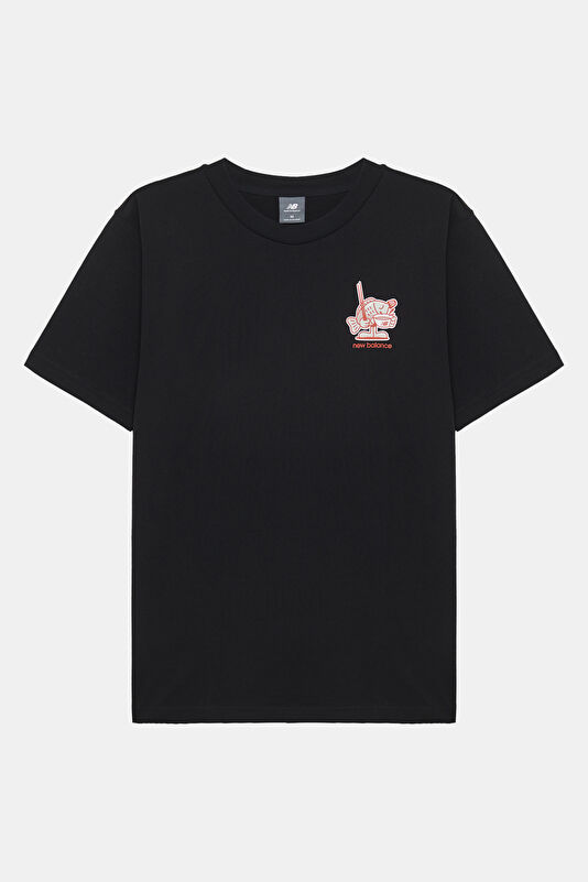 Relax Fit Black Crew Neck Printed Men's T-Shirt