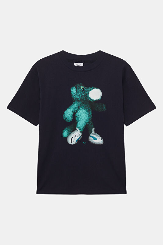 Graphic Mascot Relax Fit Navy Crew Neck Printed Men's T-Shirt