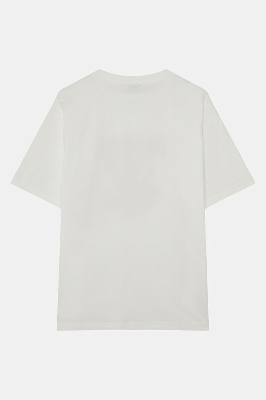 Relax Fit White Crew Neck Printed Men's T-Shirt 2