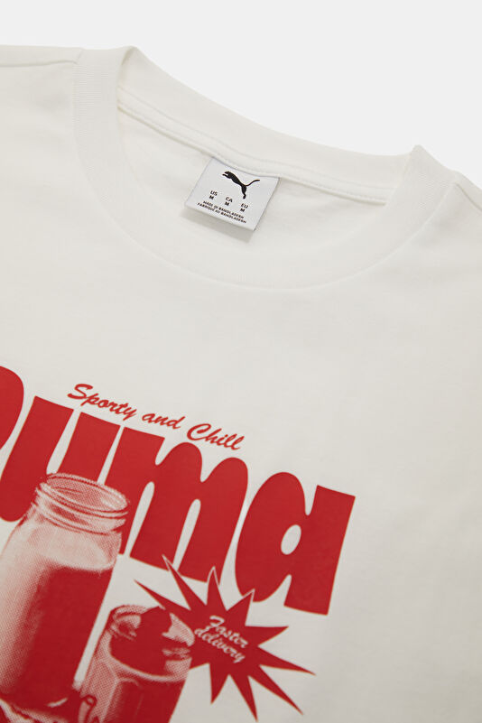 Relax Fit White Crew Neck Printed Men's T-Shirt 3