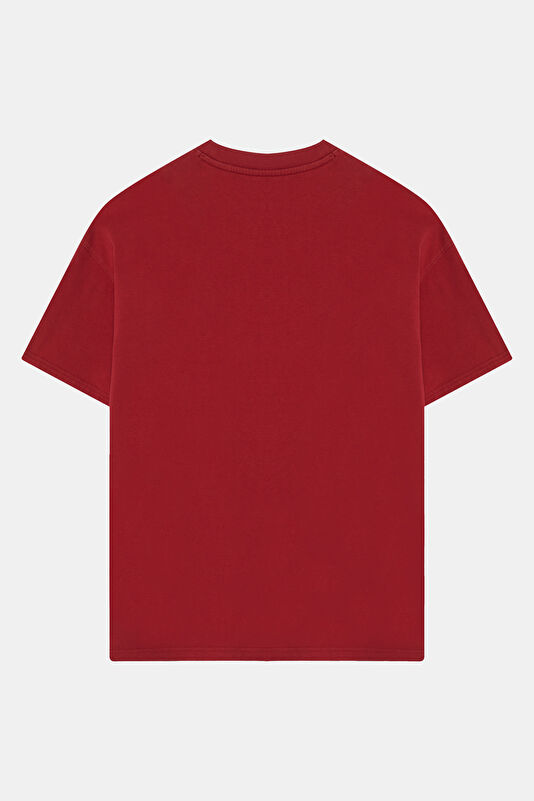 Relax Fit Burgundy Crew Neck Printed Men's T-Shirt 2