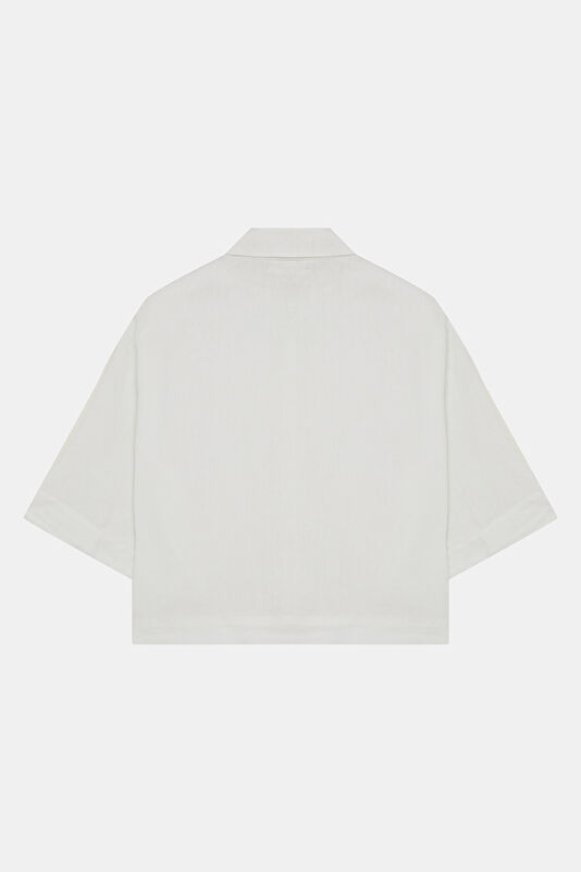 White Polo Collar Women's Shirt 2