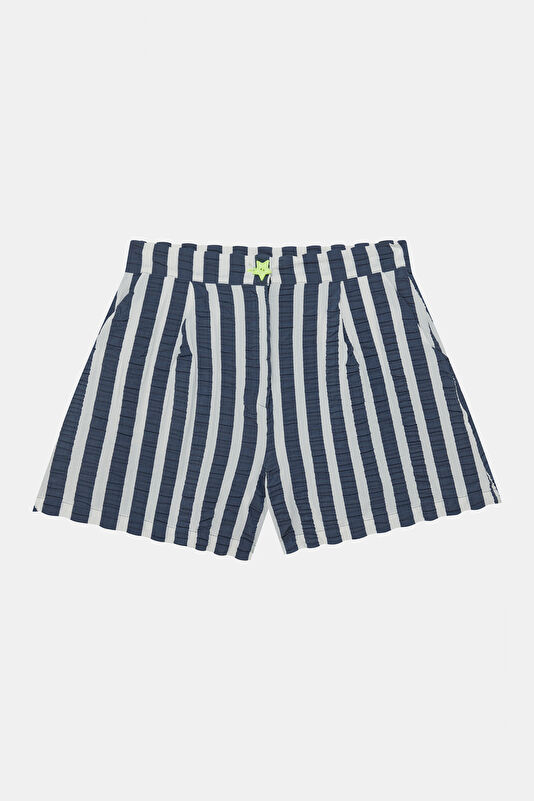 Navy Patterned Women's Shorts