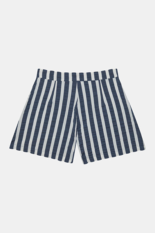 Navy Patterned Women's Shorts 2