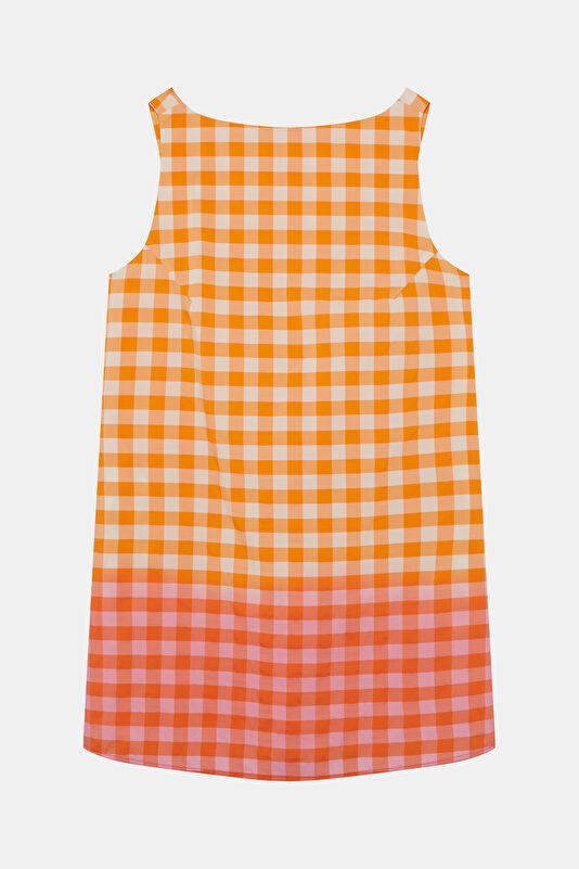 Orange Patterned Mini Women's Dress