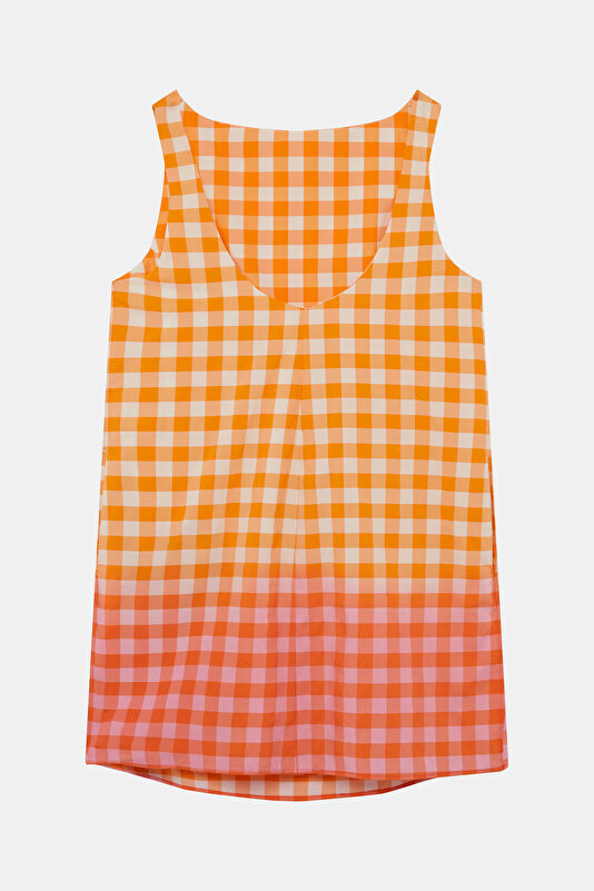 Orange Patterned Mini Women's Dress 2