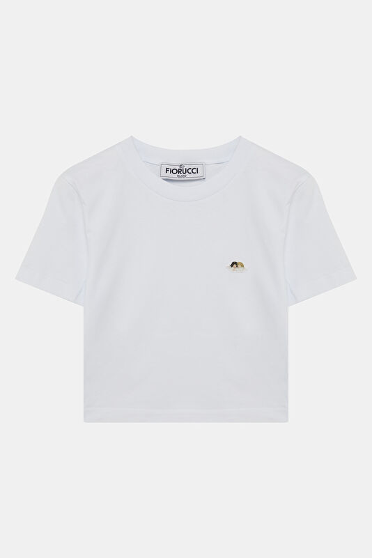 Beyaz Bisiklet Yaka Kadın T-Shirt