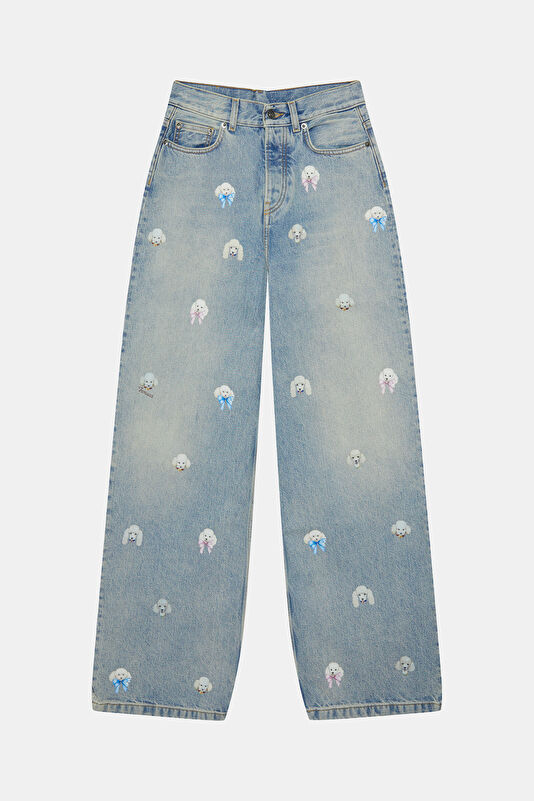 Light Blue Women's Straight-Leg Trousers