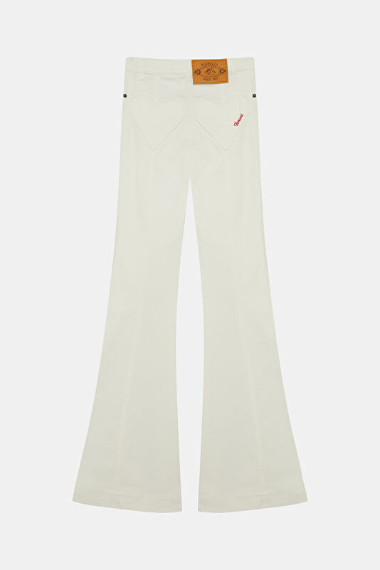 White Women's Skinny Flared Trousers 2
