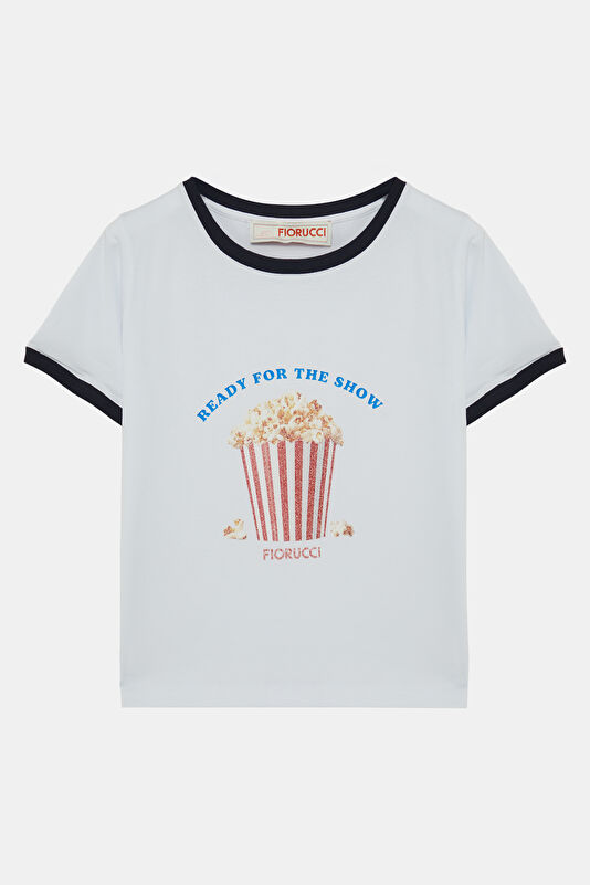 Açık Mavi Bisiklet Yaka Kadın T-Shirt