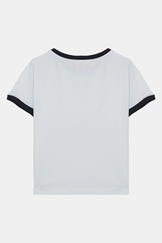 Açık Mavi Bisiklet Yaka Kadın T-Shirt 2