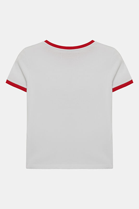 Beyaz Bisiklet Yaka Kadın T-Shirt 2