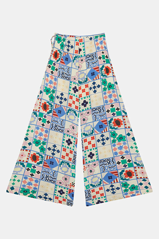 Blue Wide Leg Viscose Women's Trousers 2