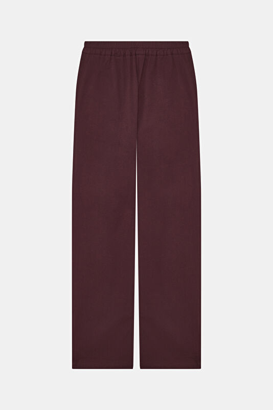 Bordo Wide Leg Spor Kadın Pantolon 2