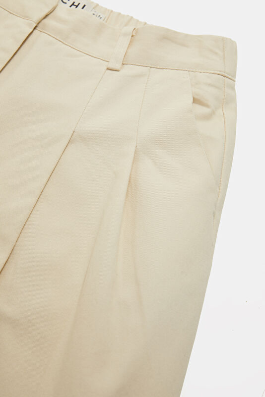 Krem Wide Leg Kadın Pantolon 4