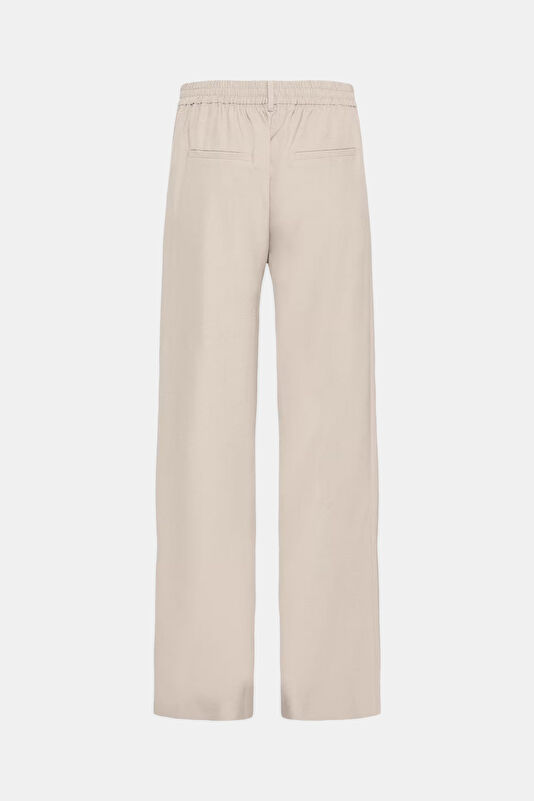 Krem Wide Leg Kadın Pantolon 2