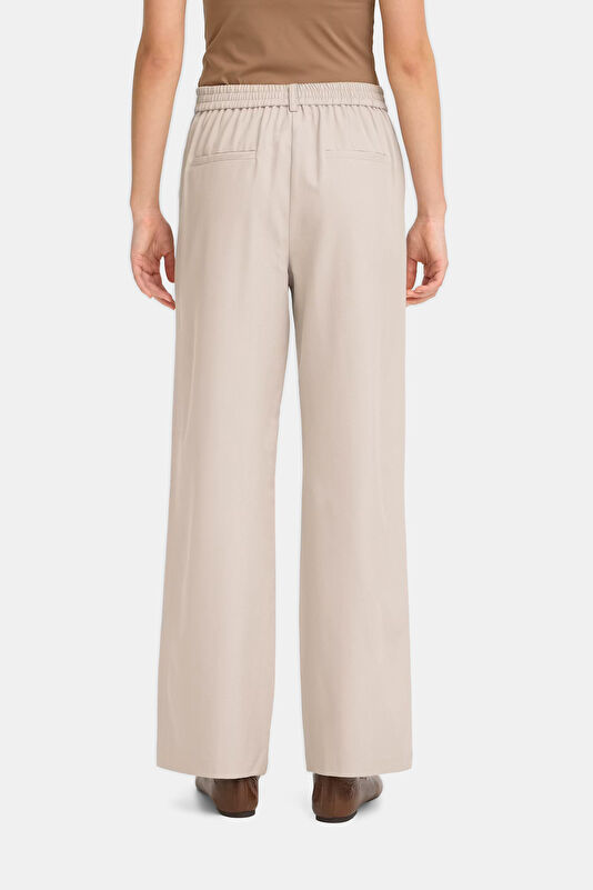 Krem Wide Leg Kadın Pantolon 4
